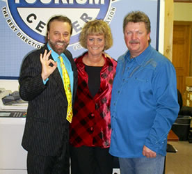 Yakov Smirnoff with Lianne, the owner of Branson Tourism Center, and country-music star Joe Diffie