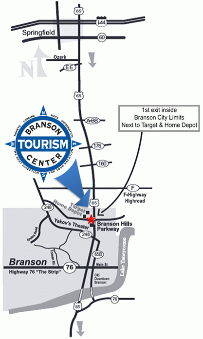 Map To Branson Tourism Center
