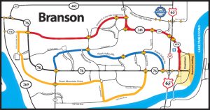 Branson's color coded route map