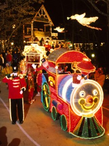 The Light Parade winds its way through Silver Dollar City's Town Square.