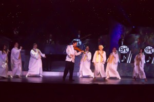 The singer/dancers with Shoji and Christina during a stirring gospel number. 