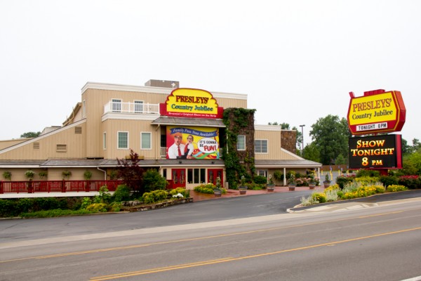 The iconic Presley's Theatre, home of the "first show" on the "Branson Strip," "Presleys' Country Music Jubilee."