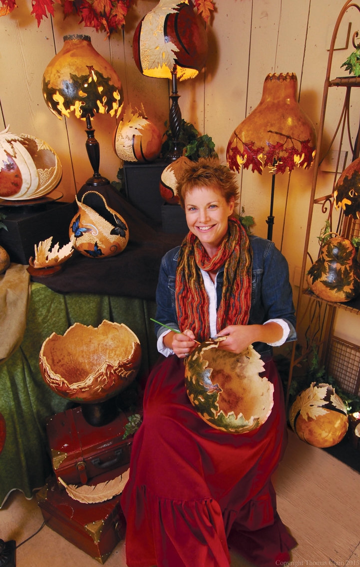 Gourd painting is just one of the many crafts featured at Silver Dollar City's National Harvest & Cowboy Festival .
