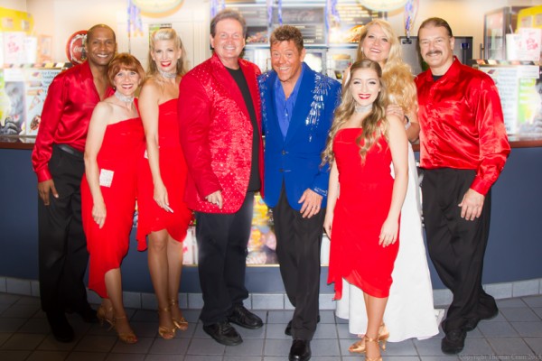 The cast of Hamners' Unbelievable Variety Show Ken Brown (L), Brenda Hahne, AJ Heard, Dave Hamner, Jeff Brandt, Mariya Serykh, Tamra Tinoco, and Vadim Serykh.