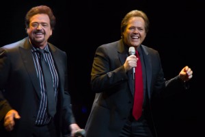 Jay and Jimmy Osmond reminiscing with the audience. 