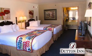 One of the Dutton Inn's tastefully appointed double queen rooms.